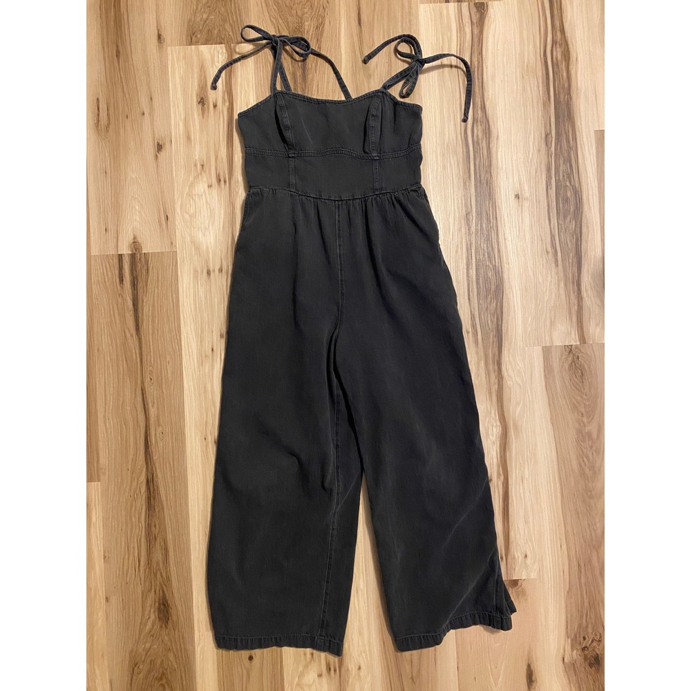 Old Navy Black Jack Cotton Tie-Shoulder Cami Jumpsuit Wide Leg Medium Denim
